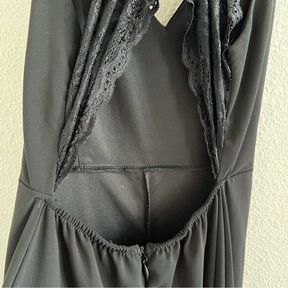 Lulu's Story of a Starry Night Black Backless Lace Maxi Dress Slit Medium - Picture 10 of 10